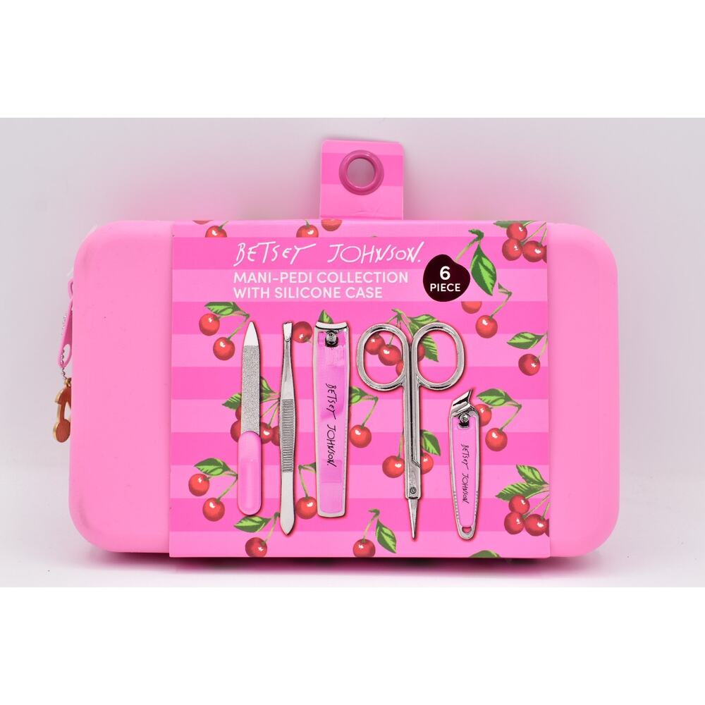 Betsey Johnson 6 pc. Mani-Pedi Collection With Silicon Case | Barbie Pink NEW